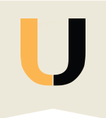 University High School. Image of an orange and brown shaded letter "U". 